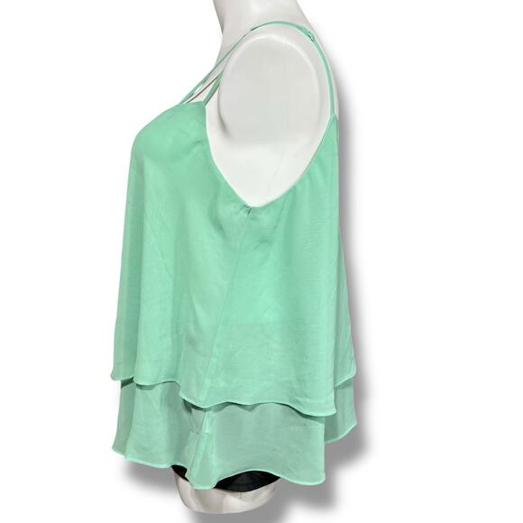 Torrid Womens Tank Top Blouse Strappy Layered Chiffon V Neck Soft Mint Green 2 - Picture 4 of 9